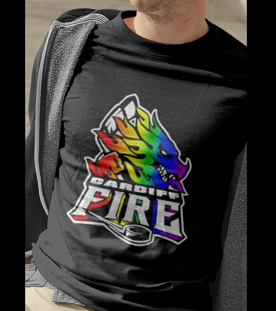 Cardiff Fire Pride Rainbow Hockey T-Shirt