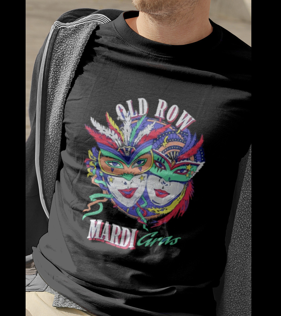 Old Row Mardi Gras Masks Colorful Feathers T-Shirt