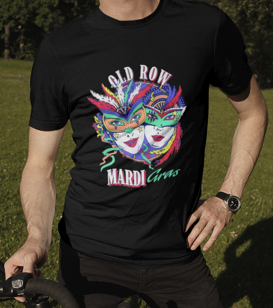 Old Row Mardi Gras Masks Colorful Feathers T-Shirt
