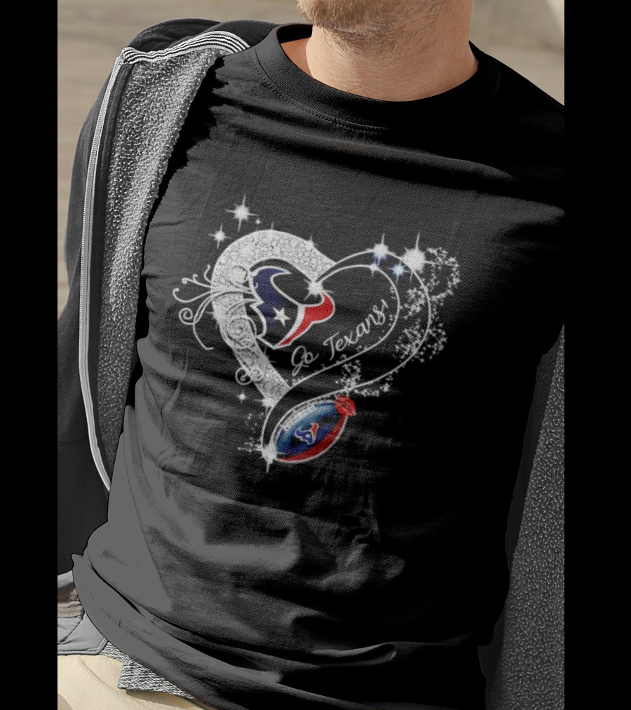 Houston Texans Heart Diamond Football Go Texans T-Shirt