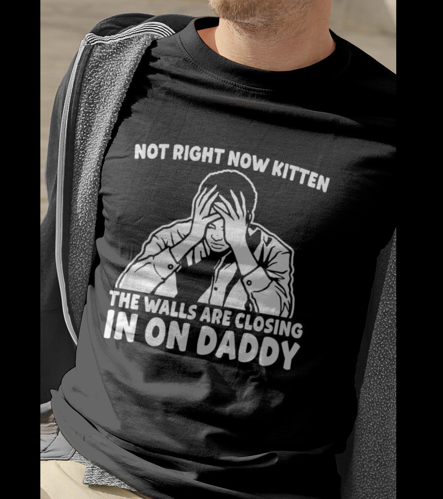 Not Right Now Kitten The Walls Are Closing In On Daddy Stress Humor T-Shirt