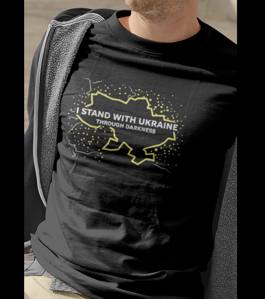 I Stand With Ukraine Through Darkness Map T-Shirt