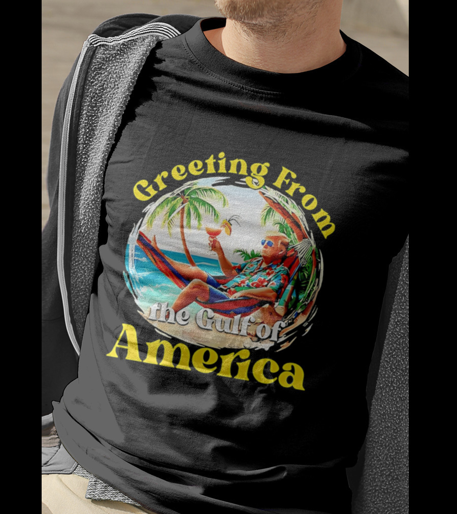 Greeting From The Gulf Of America Tropical Beach Scene T-Shirt