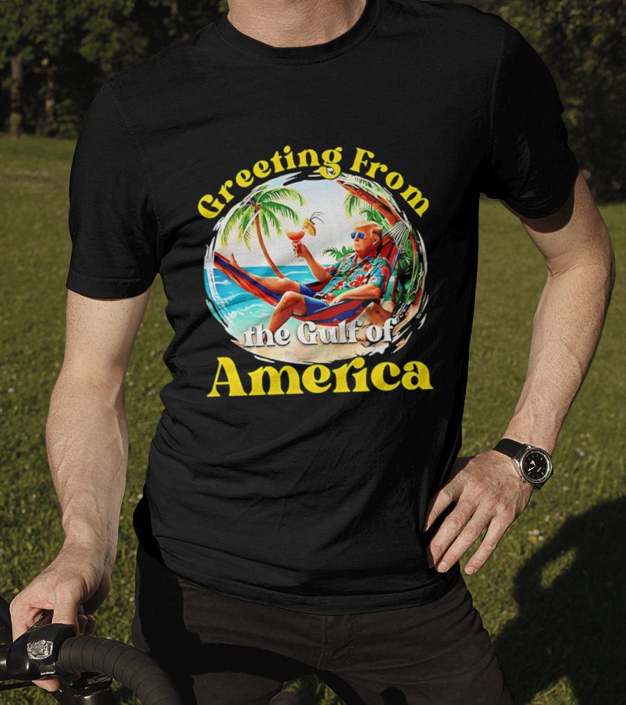 Greeting From The Gulf Of America Tropical Beach Scene T-Shirt