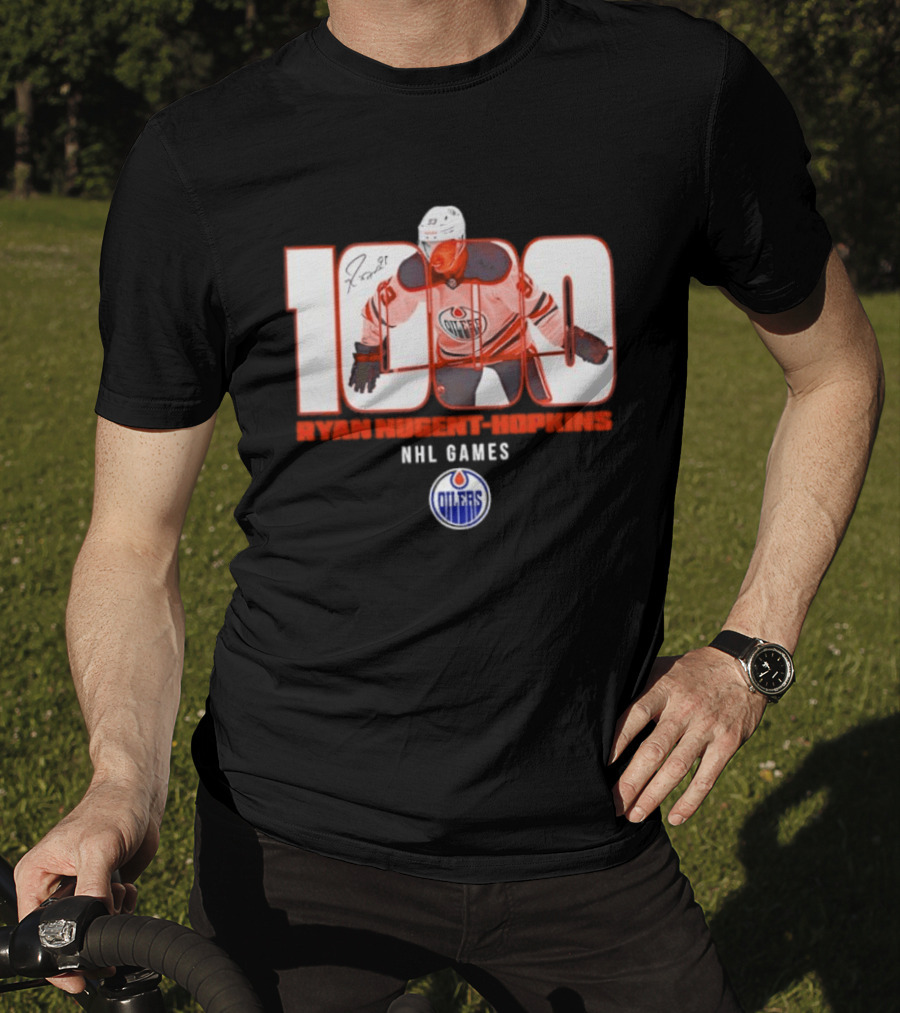 Ryan Nugent Hopkins 1000 NHL Games Edmonton Oilers T-Shirt