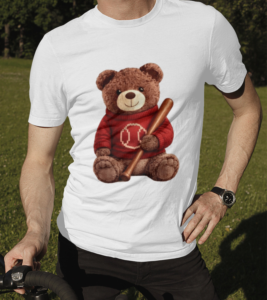 Baseball Bat Teddy Bear Cincinnati Reds Retro Reds Sweater T-Shirt