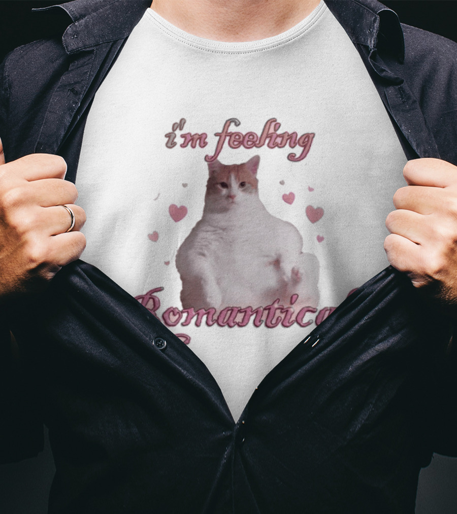 I'm Feeling Romantical Cat With Hearts T-Shirt