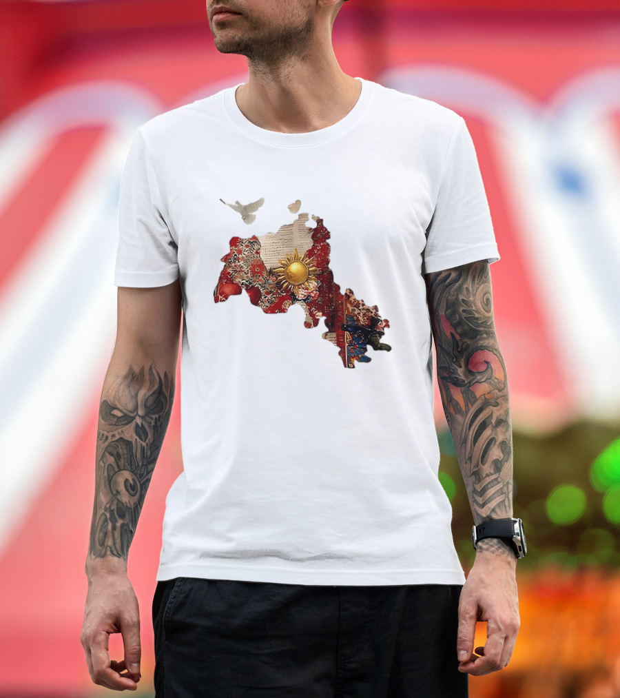 Map Of Kurdistan With Sun And Peace Dove T-Shirt
