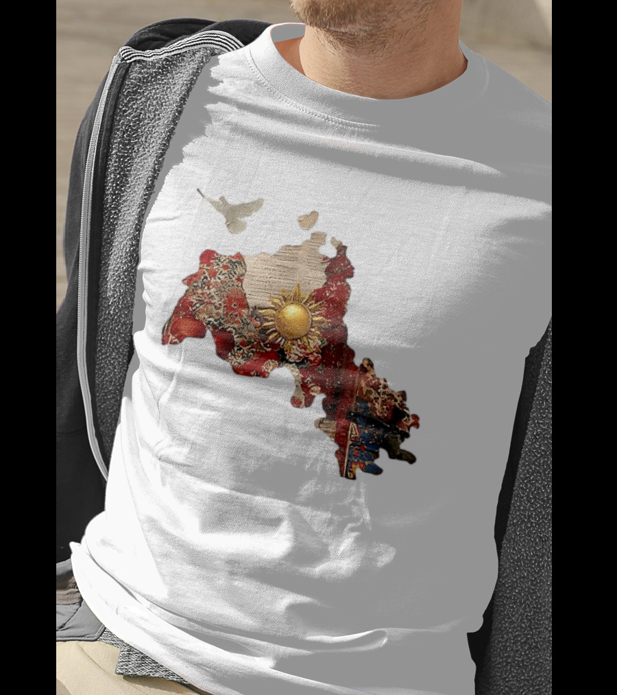 Map Of Kurdistan With Sun And Peace Dove T-Shirt