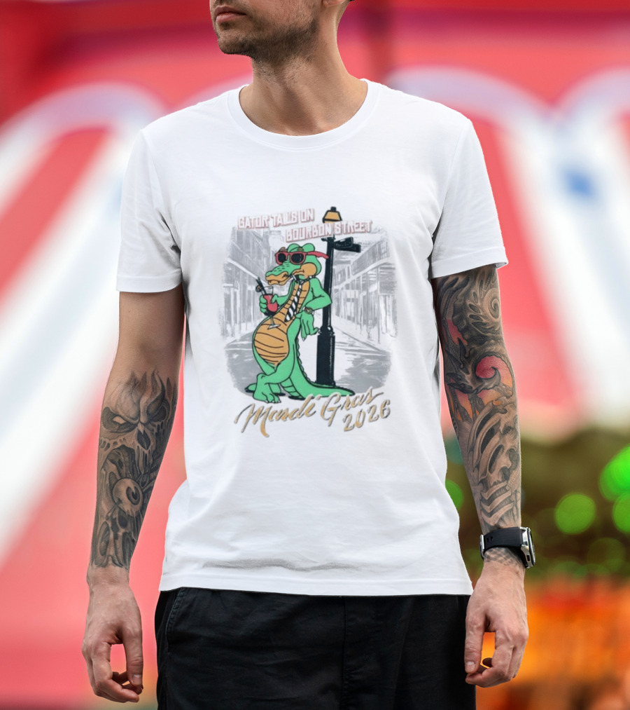 Gator Tails On Bourbon Street Mardi Gras 2026 T-Shirt