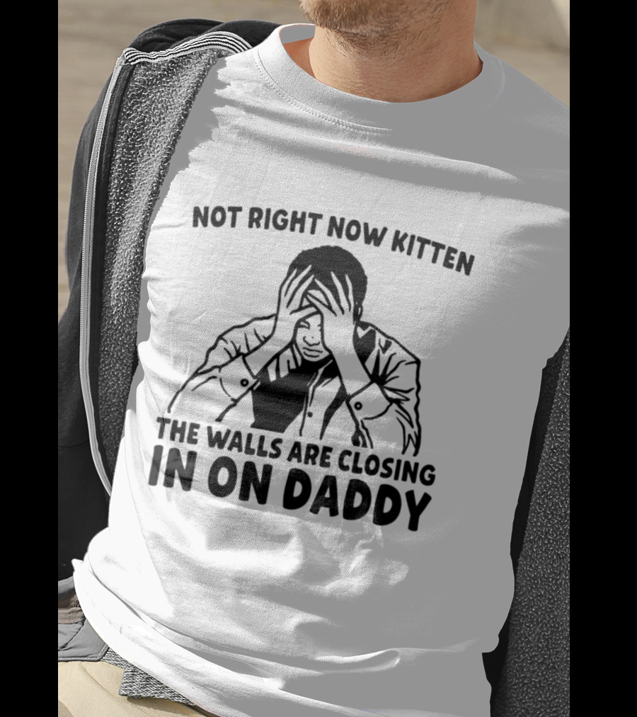 Not Right Now Kitten The Walls Are Closing In On Daddy Stress Humor T-Shirt