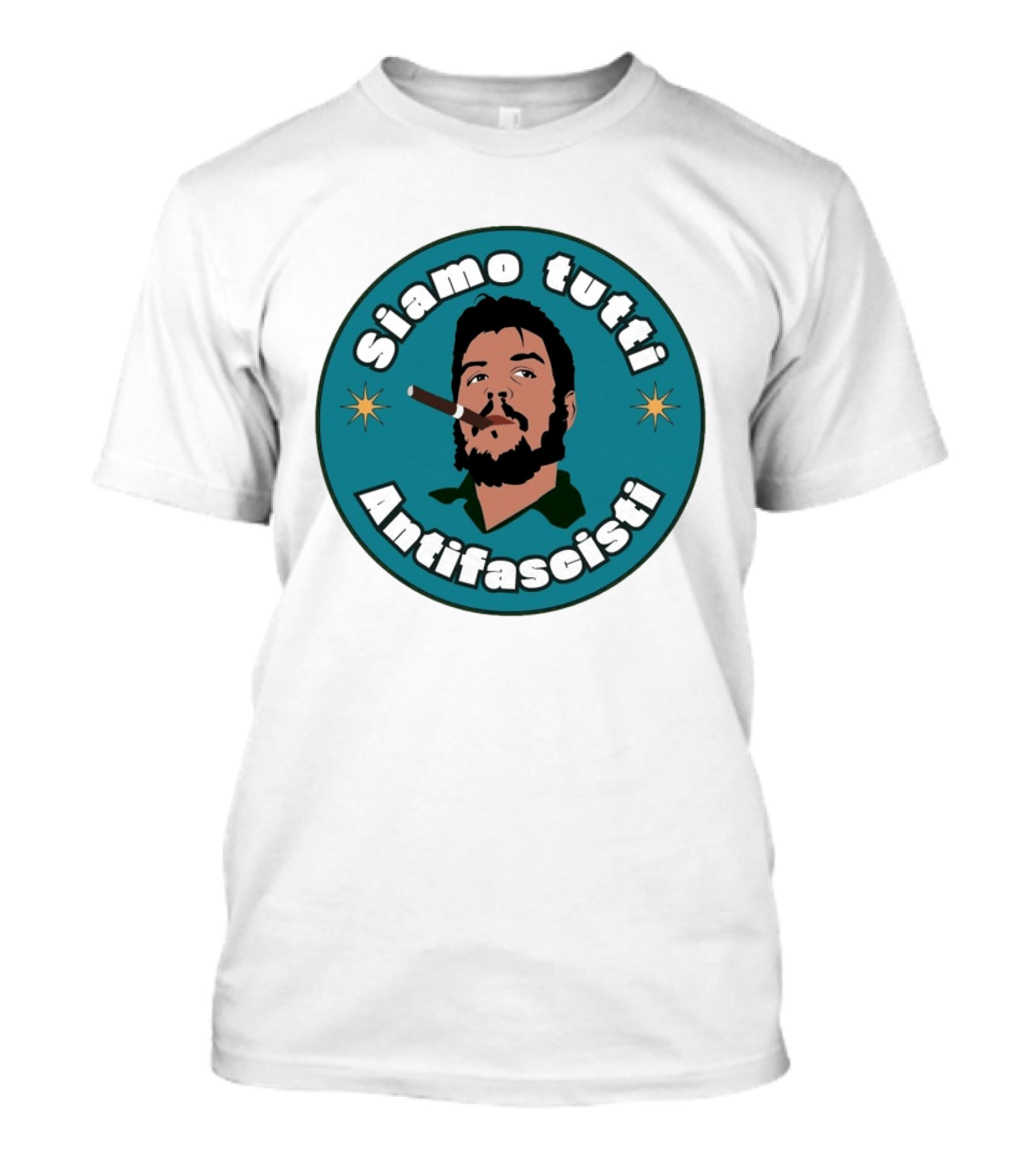 Siamo Tutti Antifascisti Portrait With Cigar And Stars T-Shirt