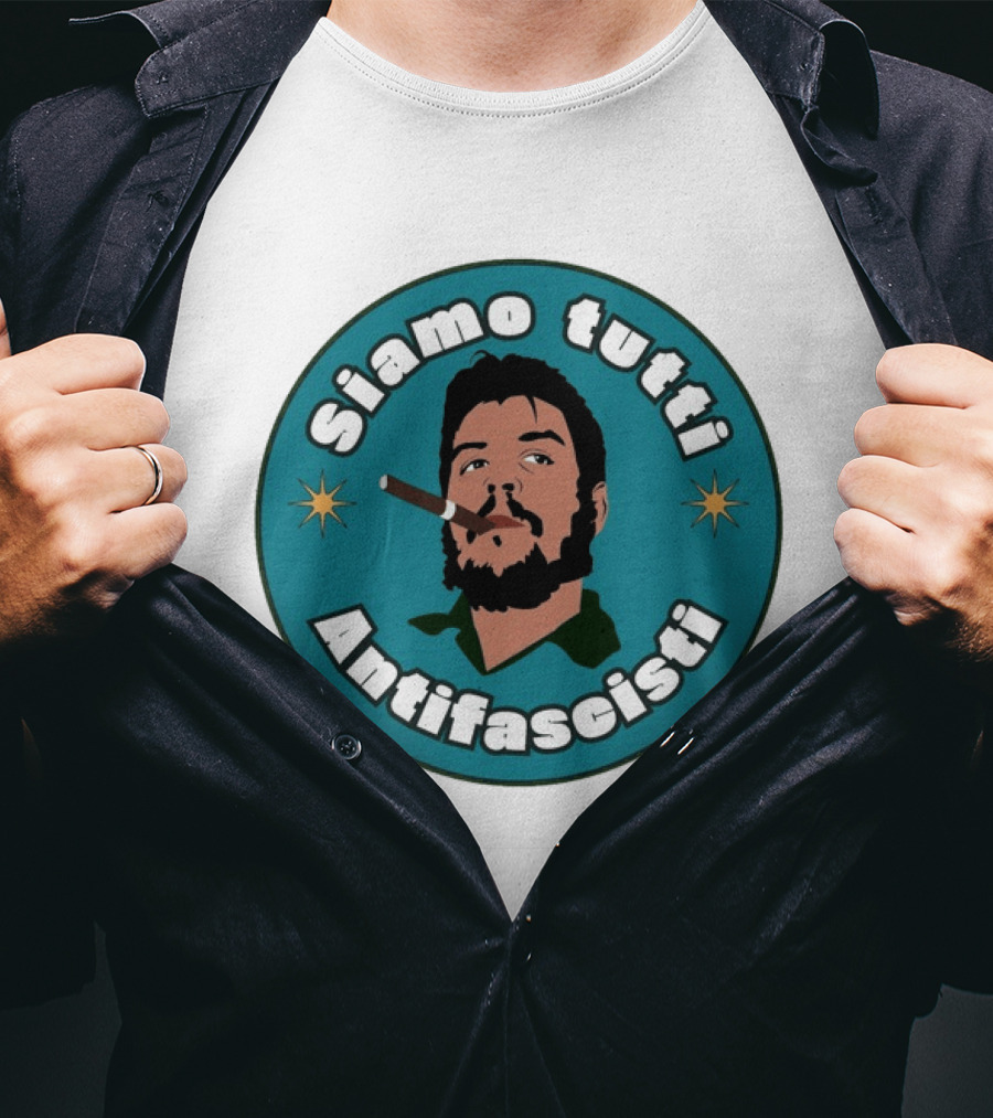Siamo Tutti Antifascisti Portrait With Cigar And Stars T-Shirt