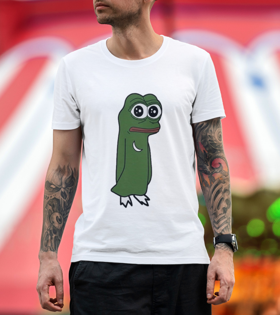 Smolting Pepe Meme Character Crescent Moon Reflection T-Shirt