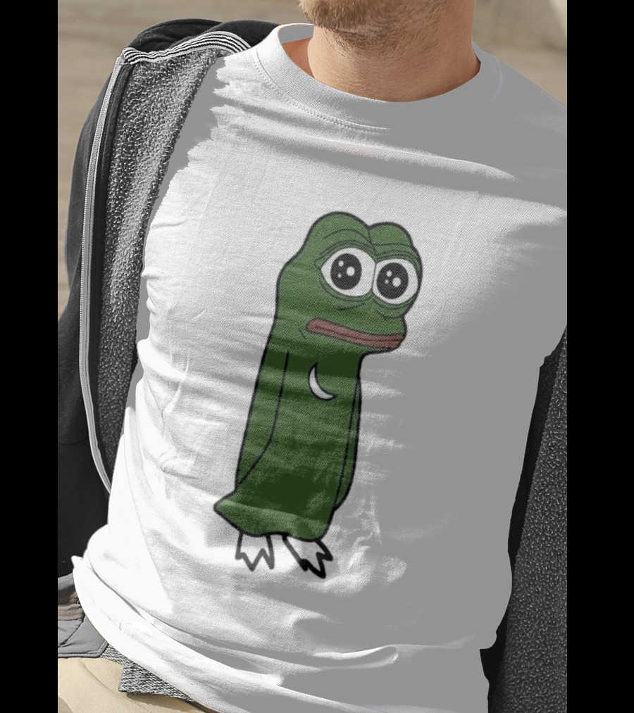 Smolting Pepe Meme Character Crescent Moon Reflection T-Shirt