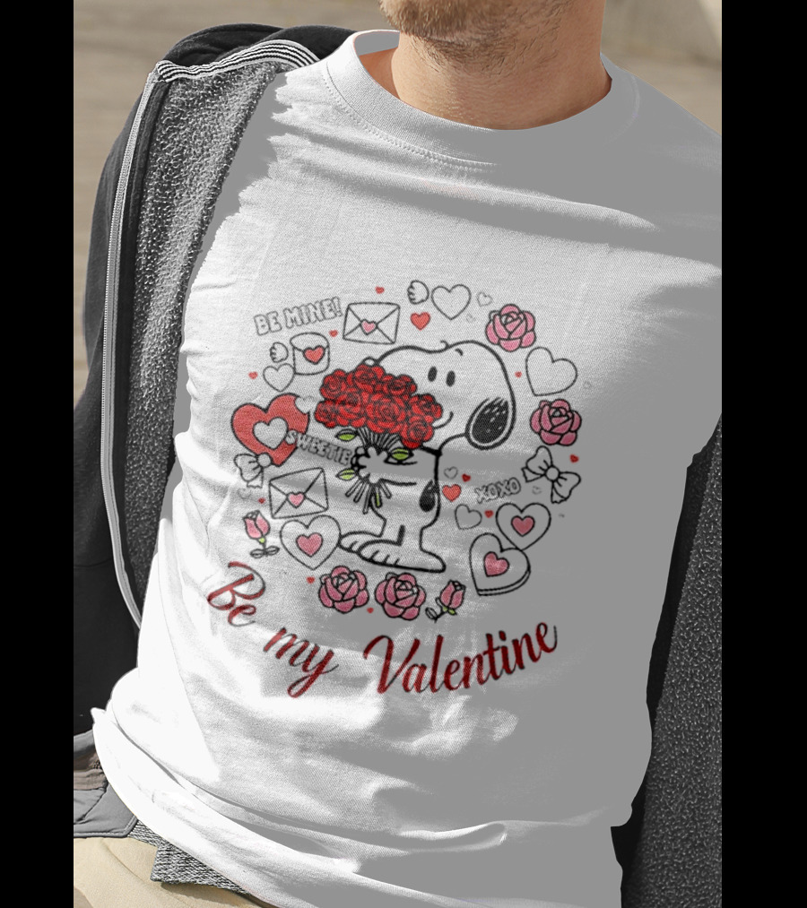 Snoopy Be Mine Sweetie Xoxo Be My Valentine Day Roses Hearts T-Shirt