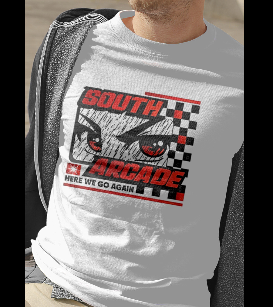 South Arcade Here We Go Again Checkerboard Eyes T-Shirt