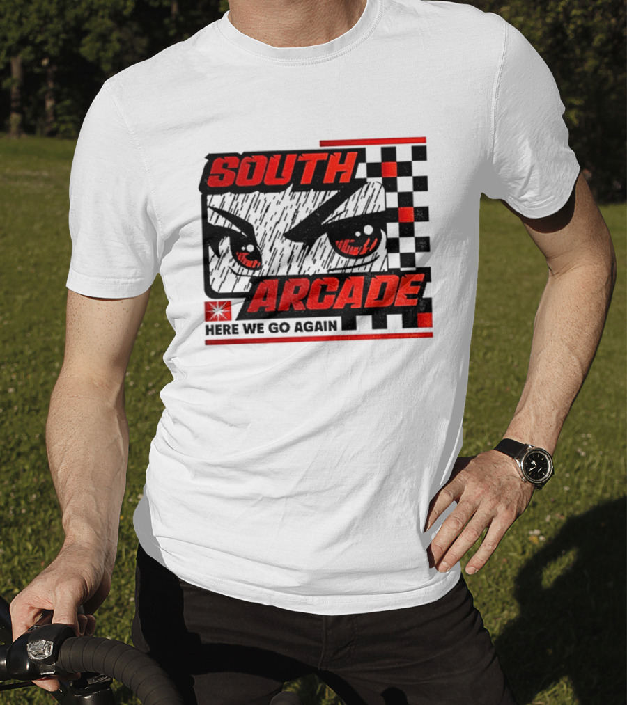 South Arcade Here We Go Again Checkerboard Eyes T-Shirt