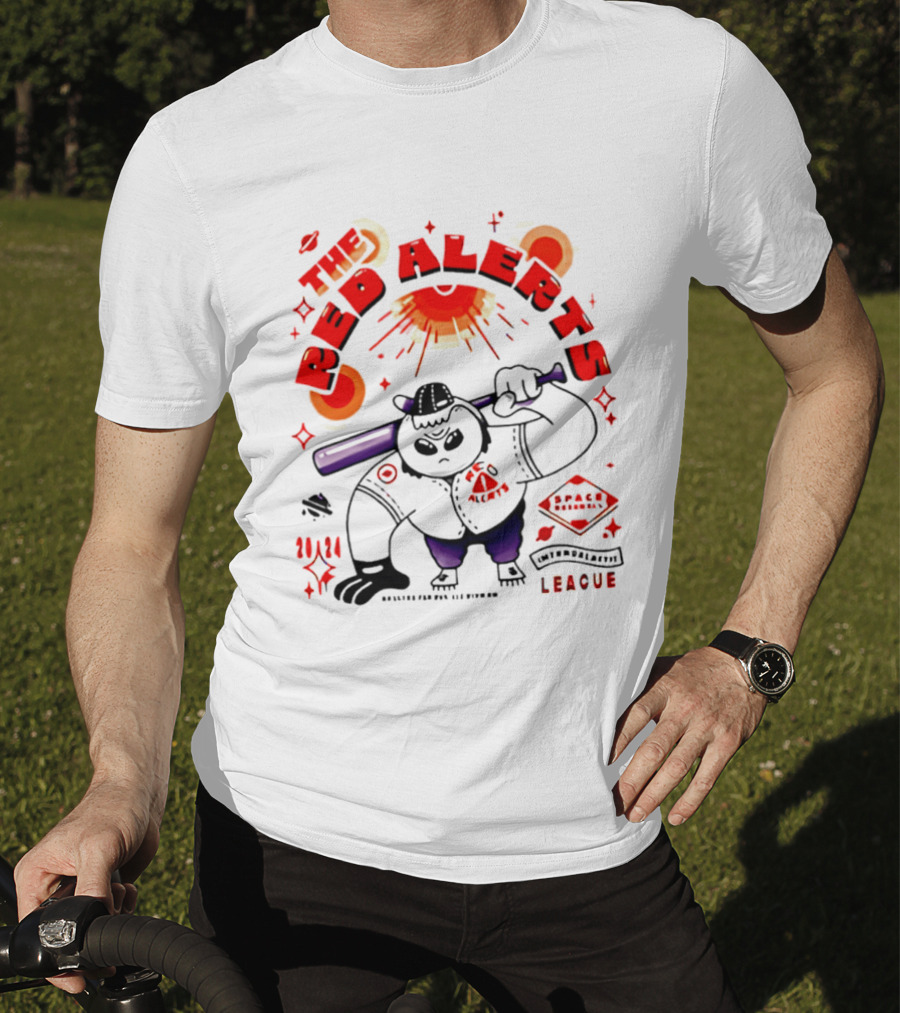 The Red Alerts Baseball League Cartoon Mascot 2024 Space Cowboy T-Shirt