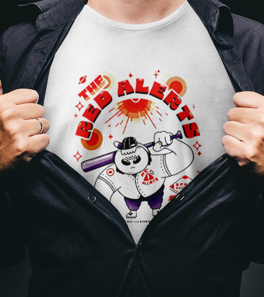 The Red Alerts Baseball League Cartoon Mascot 2024 Space Cowboy T-Shirt