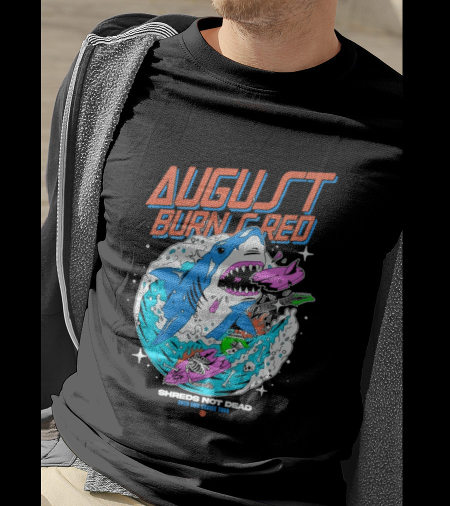 August Burns Red Shreds Not Dead Emo Cruise Tour 2026 Shark Explosion T-Shirt