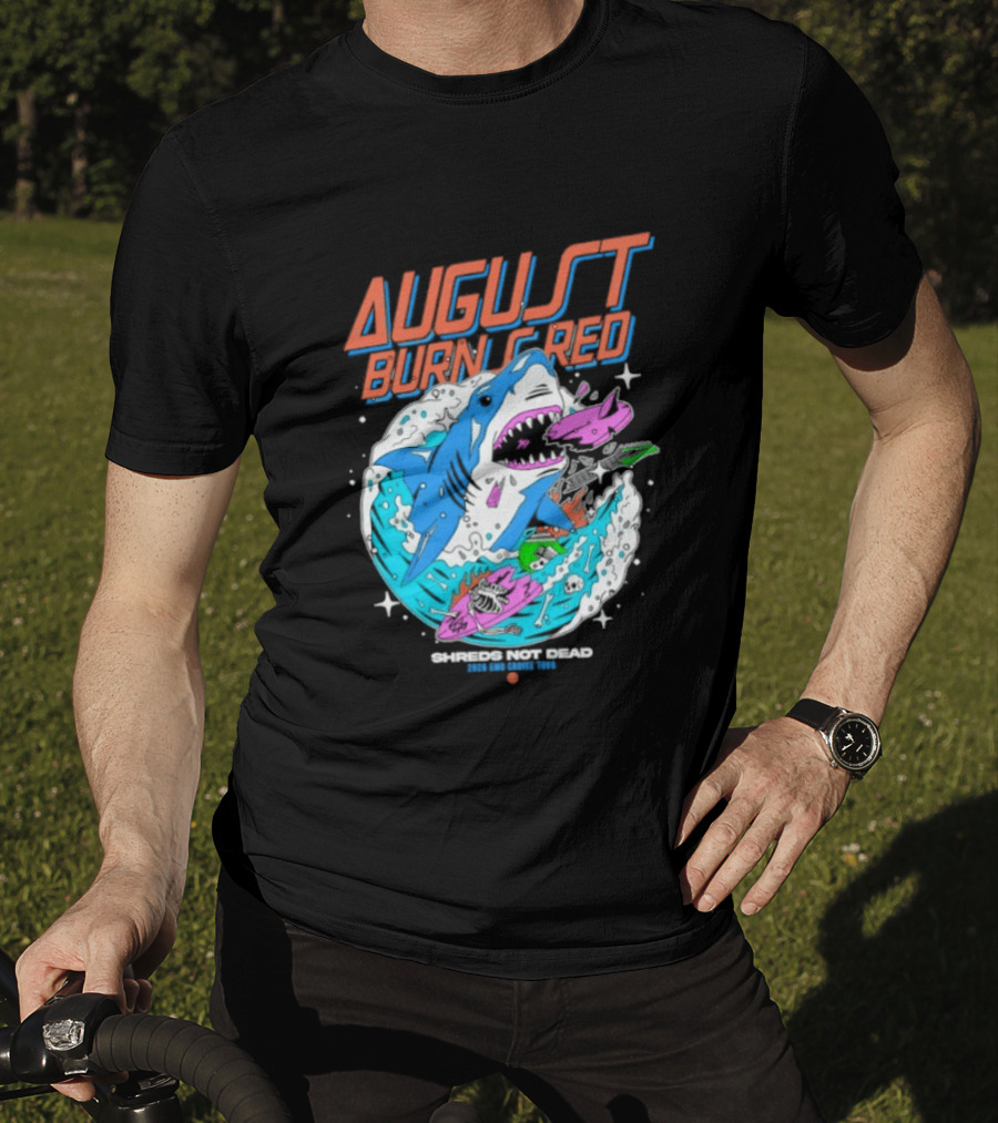 August Burns Red Shreds Not Dead Emo Cruise Tour 2026 Shark Explosion T-Shirt