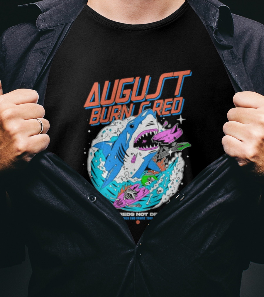 August Burns Red Shreds Not Dead Emo Cruise Tour 2026 Shark Explosion T-Shirt