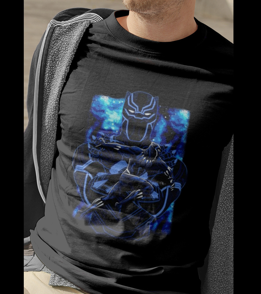Black Panther Superhero King Panther Shadow Vibrant Cosmic T-Shirt