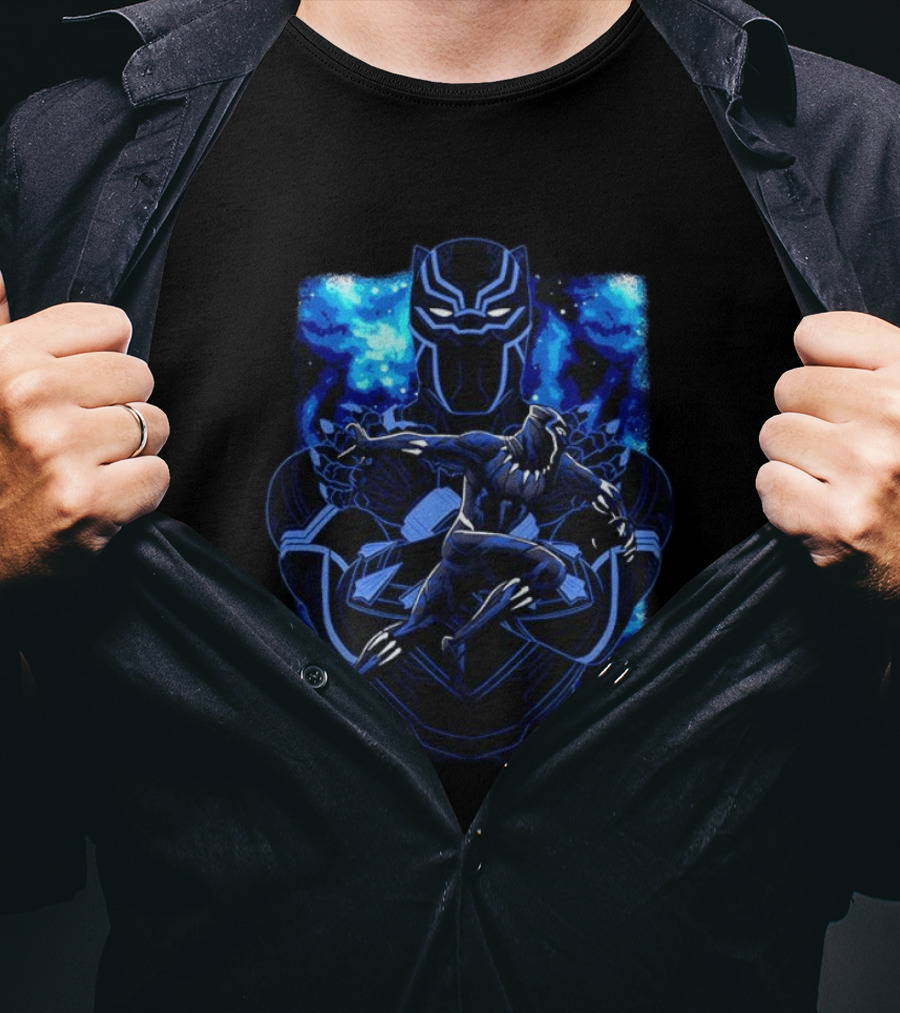 Black Panther Superhero King Panther Shadow Vibrant Cosmic T-Shirt