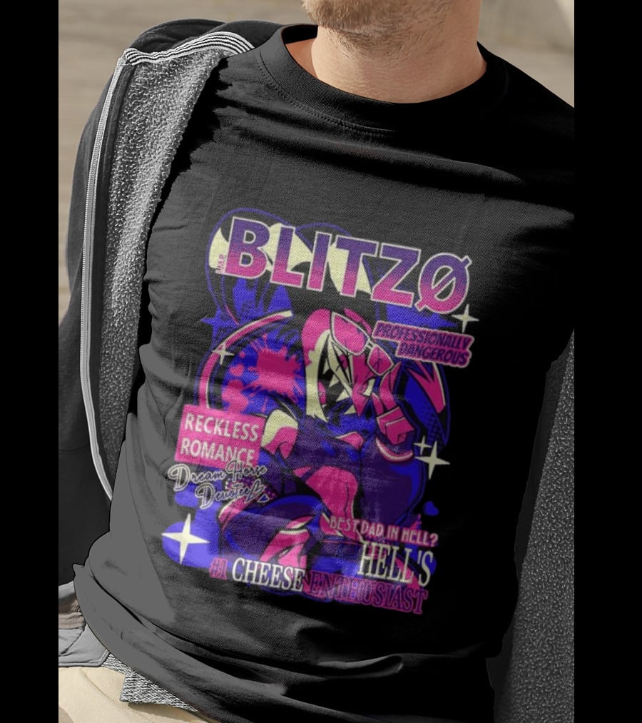 Blitzo Professionally Dangerous Reckless Romance Hell's #1 Cheese T-Shirt