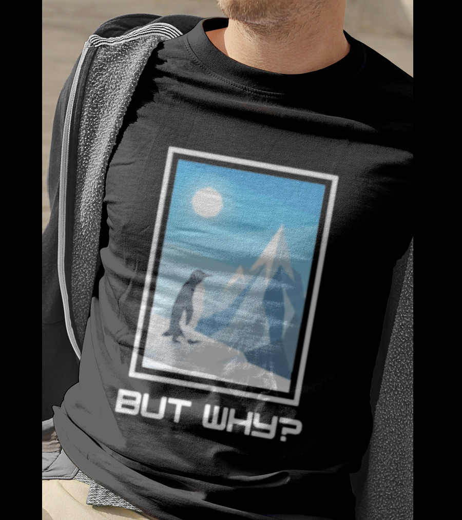 But Why Penguin Northward Bound Minimalist Arctic Framed T-Shirt