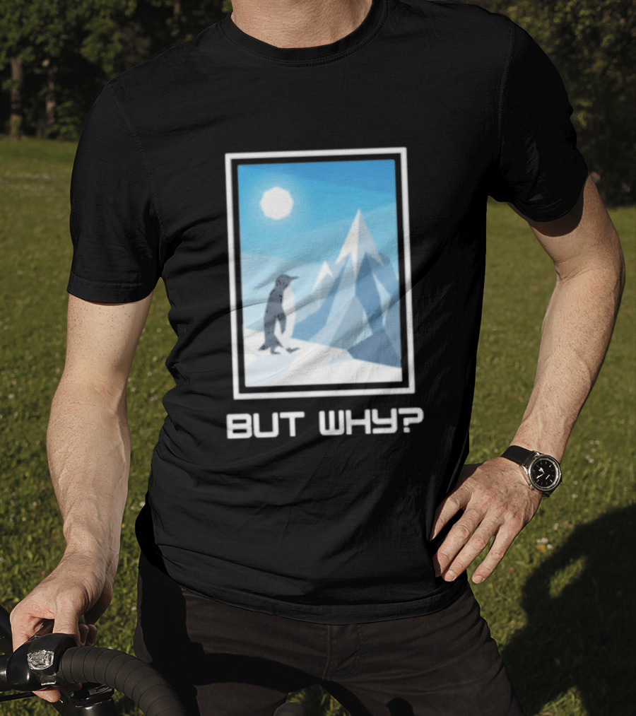 But Why Penguin Northward Bound Minimalist Arctic Framed T-Shirt