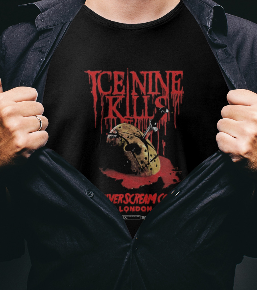 Ice Nine Kills Silver Scream Con London Blood Splatter Horror T-Shirt