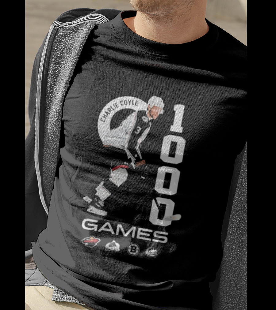 Columbus Blue Jackets NHL Game 1000 Milestone Celebration Charlie Coyle T-Shirt