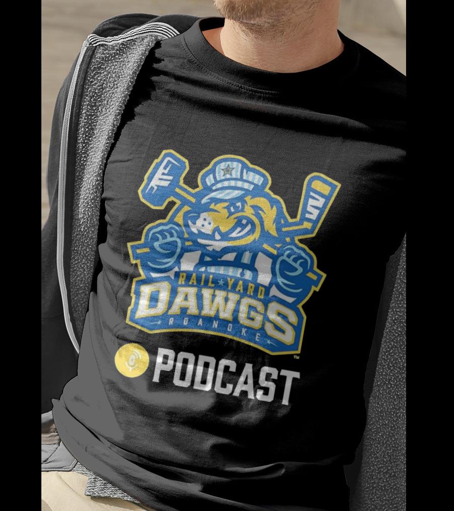 Roanoke Rail Yard Dawgs Ice Hockey Podcast T-Shirt