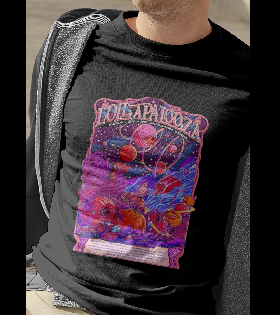 Lollapalooza India 2026 January 24 25 Planetary Cosmic Wildlife Perry Farrell X Aaquib Wani T-Shirt