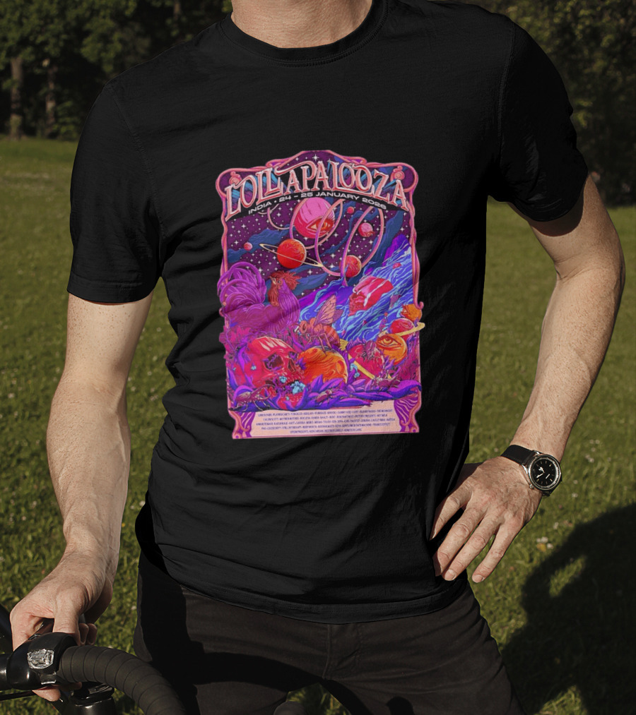 Lollapalooza India 2026 January 24 25 Planetary Cosmic Wildlife Perry Farrell X Aaquib Wani T-Shirt