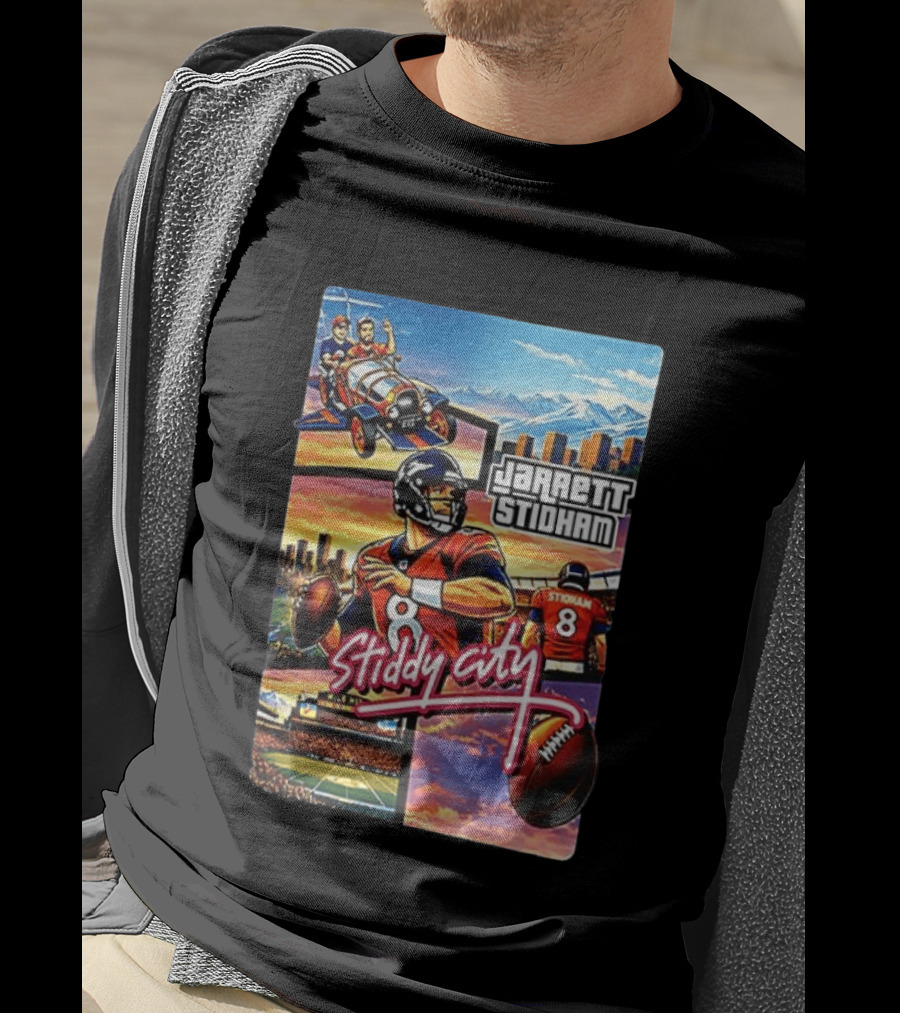 Stiddy City GTA Vice City Jarrett Stidham Football Denver Broncos T-Shirt