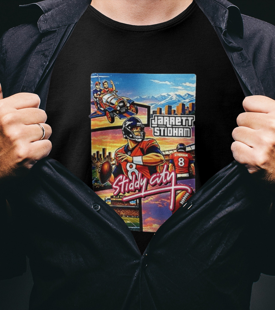 Stiddy City GTA Vice City Jarrett Stidham Football Denver Broncos T-Shirt