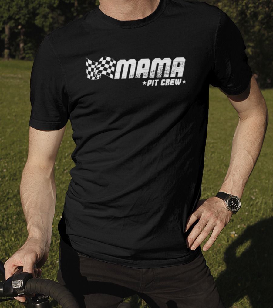 Mama Pit Crew Checkered Flag Racing Family Birthday Matching T-Shirt