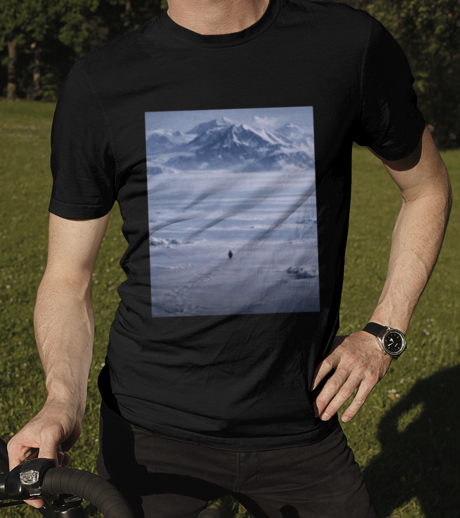 The Nihilist Penguin In Snowy Mountain Landscape T-Shirt