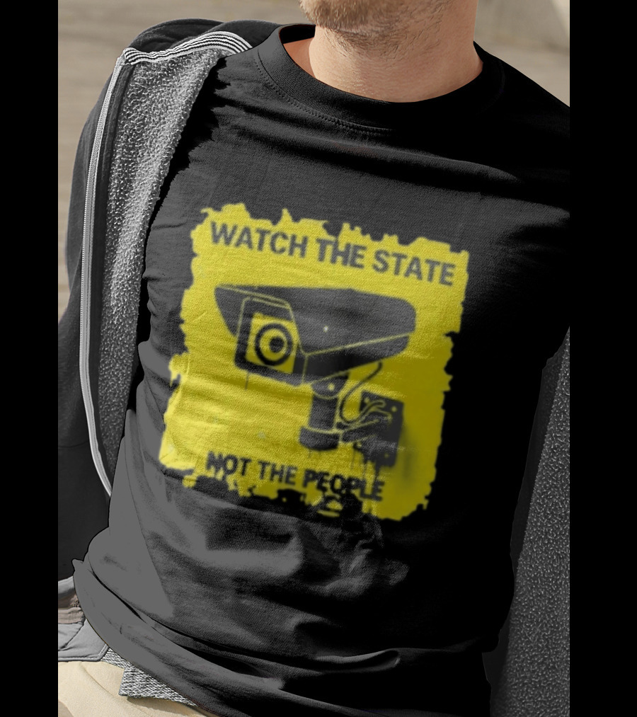 THE STATE NOT THE PEOPLE Yellow Surveillance Camera T-Shirt
