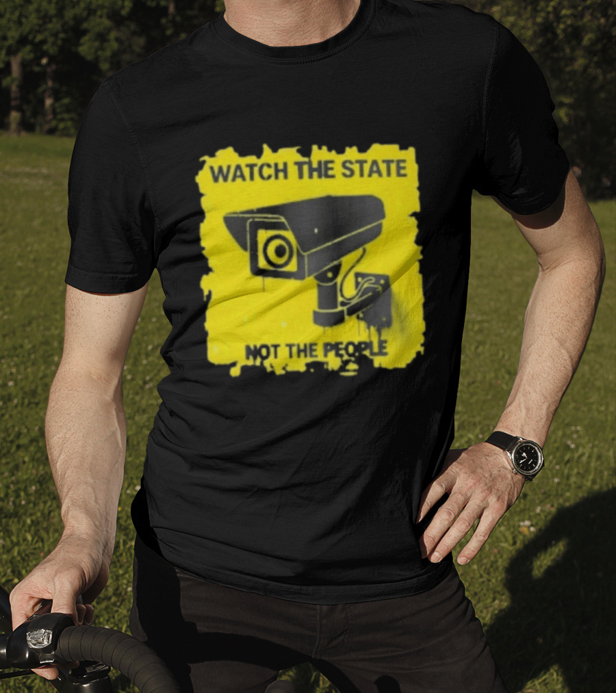 THE STATE NOT THE PEOPLE Yellow Surveillance Camera T-Shirt