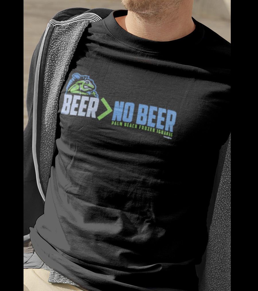 Palm Beach Frozen Iguanas Beer Greater Than No Beer T-Shirt