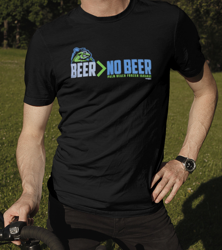Palm Beach Frozen Iguanas Beer Greater Than No Beer T-Shirt