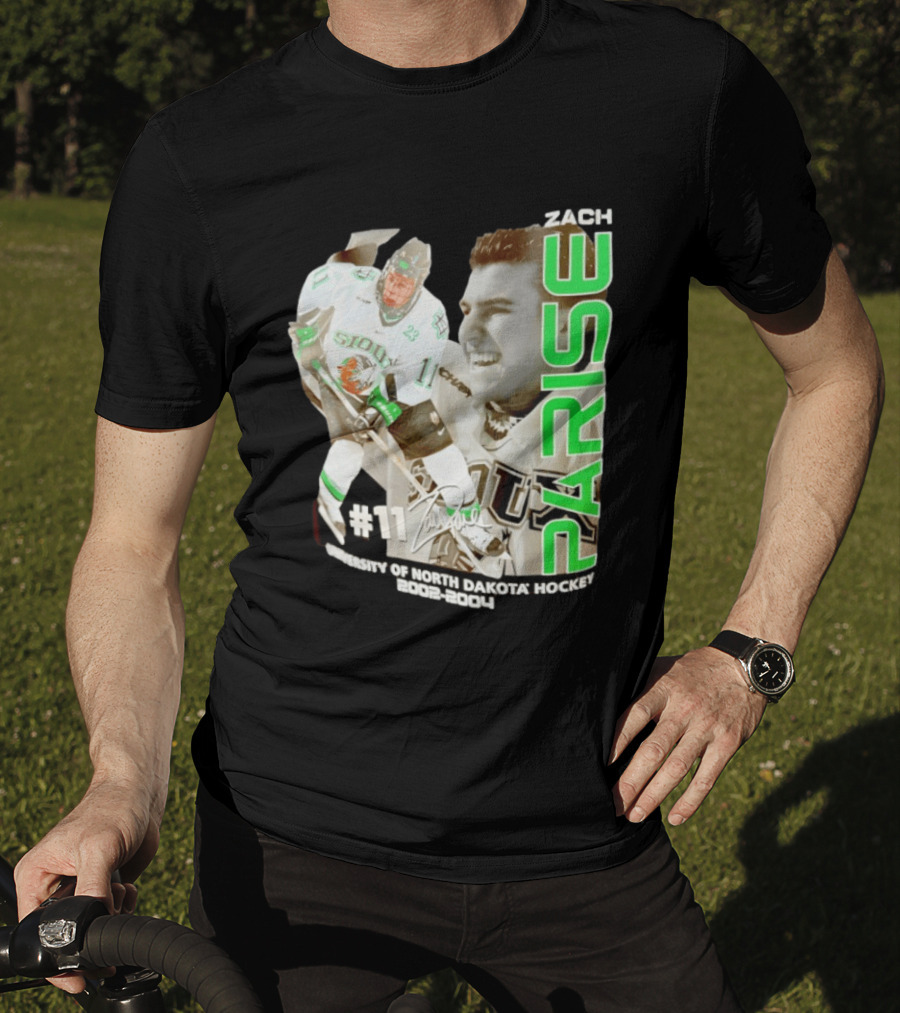 Zach Parise University Of North Dakota Hockey 2002 2004 Sioux #11 T-Shirt