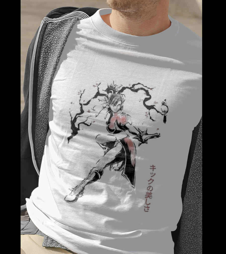 Chun Li SF The Kicking Beauty Sumi E Calligraphy Brush T-Shirt