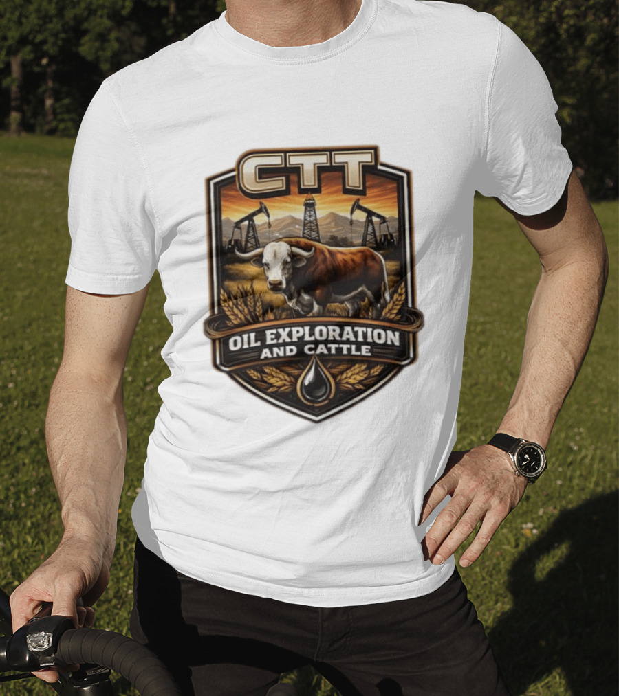CTT Oil Exploration And Cattle Pumpjack Bull T-Shirt