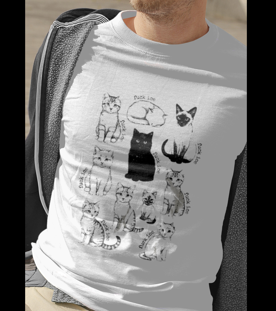 Fuck ICE Cat Funny Text Repeated T-Shirt