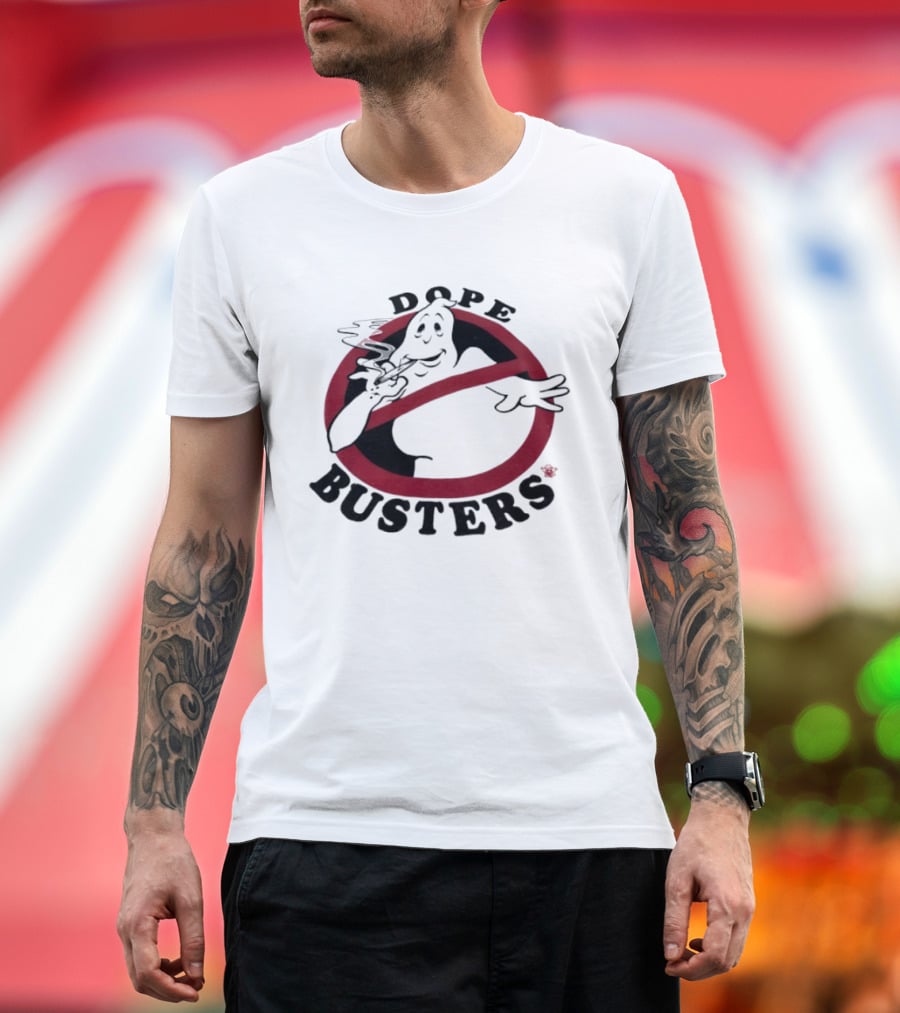 Ghostbusters Dope Busters Smoking Ghost Red Circle T-Shirt